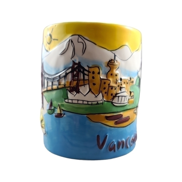 𝅺vancouver Pottery Mug Lions Gate Bridge Kayak Boat Souvenir Cup Coffee Tea - Picture 4 of 7